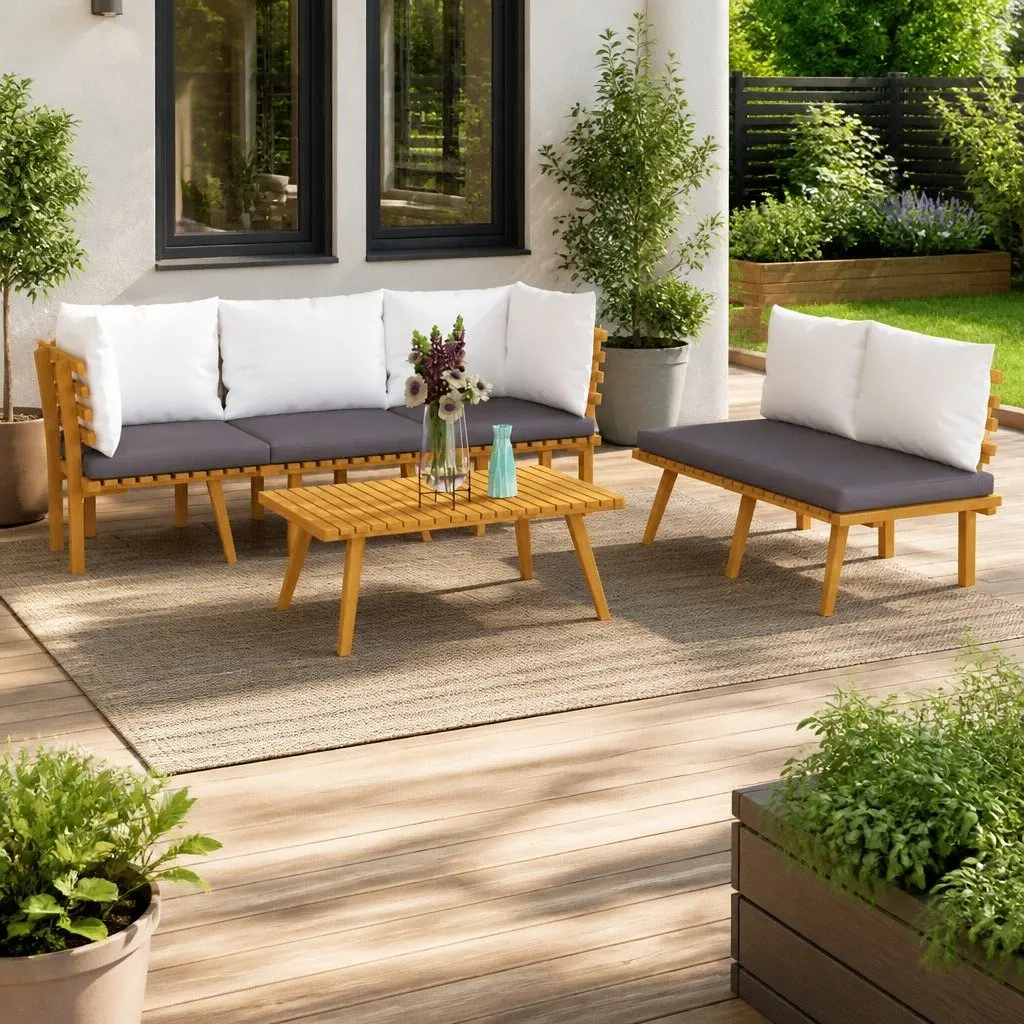 Acacia Wood 5 Piece Garden Lounge Set for Outdoor Relaxation