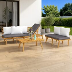 Solid Acacia 3 Piece Outdoor Lounge Set with Cushions