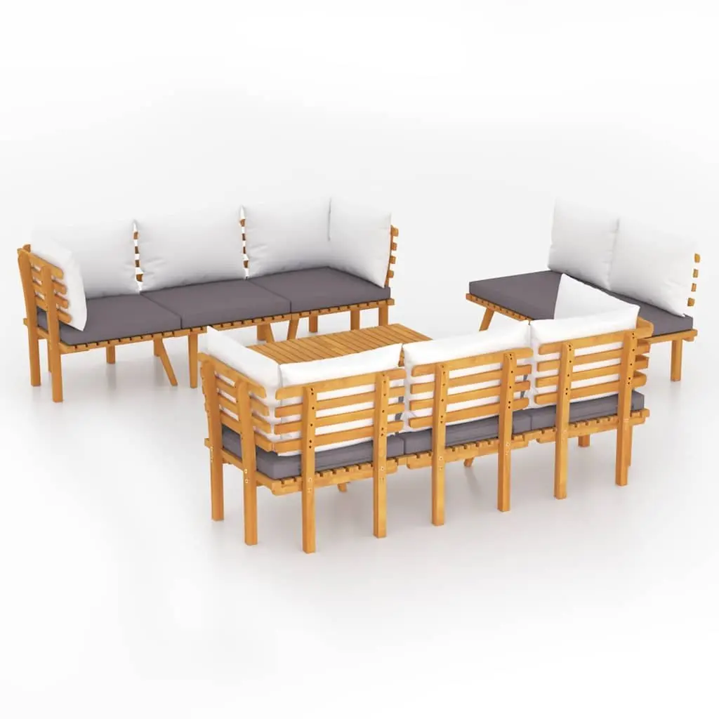 8-Piece Outdoor Lounge Set with Solid Wood Construction