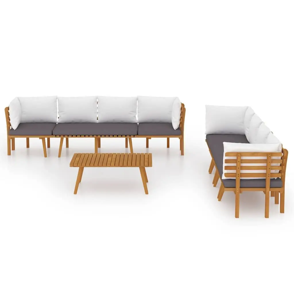 8-Piece Outdoor Lounge Set with Solid Wood Construction