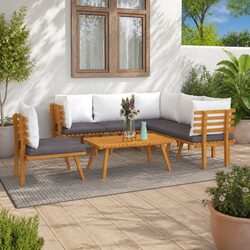 Solid Acacia Wood 7 Piece Garden Lounge Set with Cushions