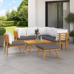8-Piece Outdoor Acacia Wood Garden Lounge Set with Cushions