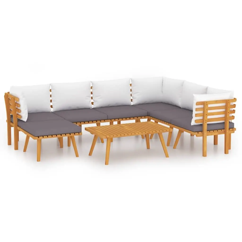 8 Piece Garden Lounge Set Solid Acacia Wood Outdoor Furniture Brown with Cushions