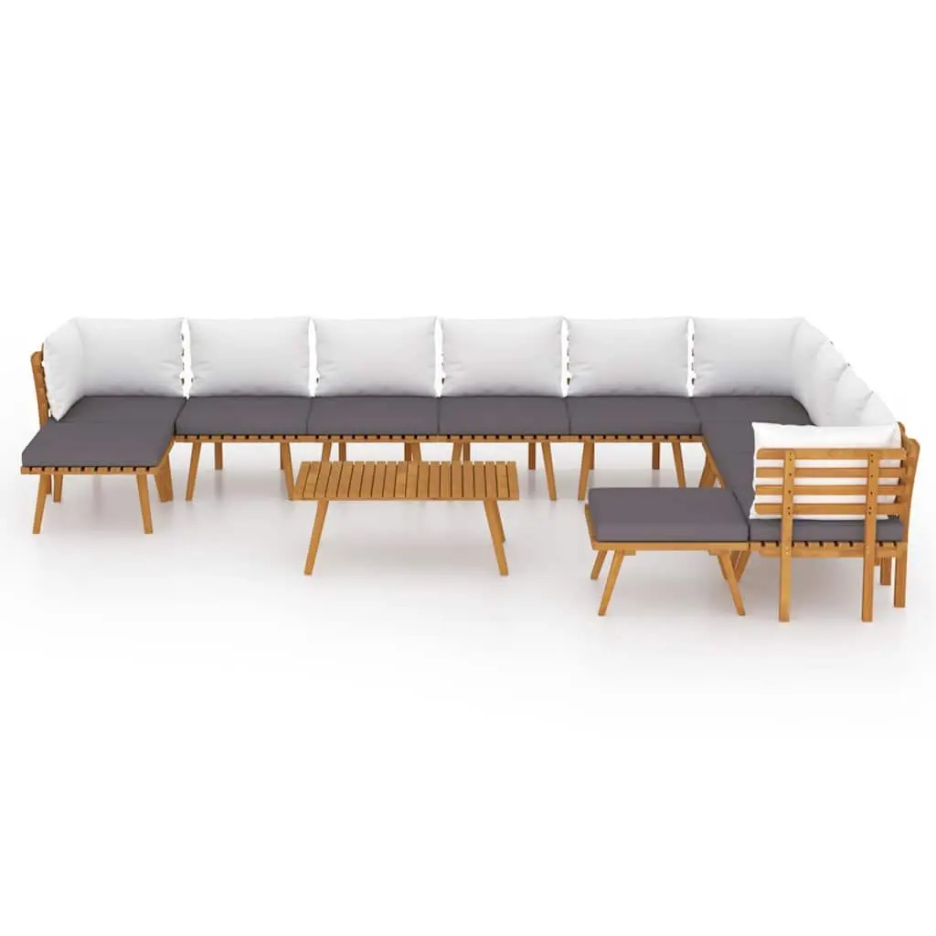 12-Piece Solid Acacia Garden Lounge Set with Cushions