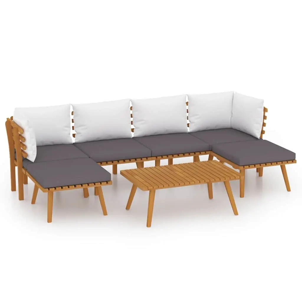 7 Piece Garden Lounge Set Solid Acacia Wood Brown Outdoor Patio with Cushions
