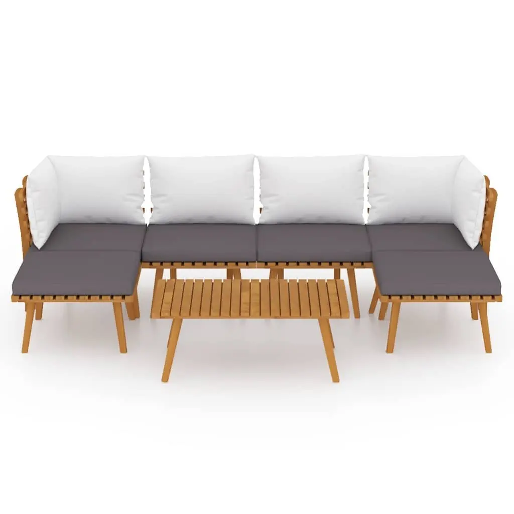 7 Piece Garden Lounge Set Solid Acacia Wood Brown Outdoor Patio with Cushions
