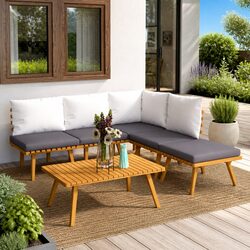 Premium 6 Piece Acacia Wood Garden Lounge Set with Cushions