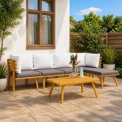 6 Piece Outdoor Furniture Set with Cushions in Brown
