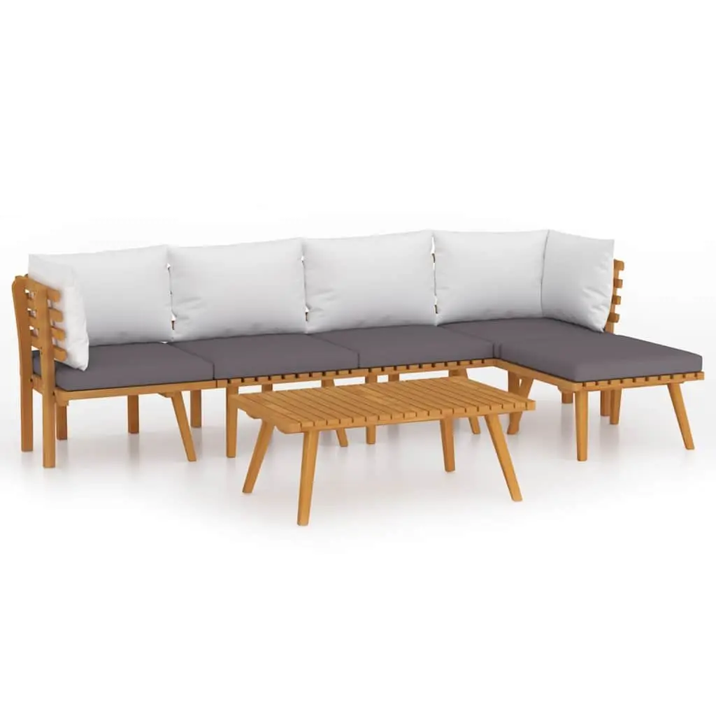 6 Piece Outdoor Furniture Set with Cushions in Brown