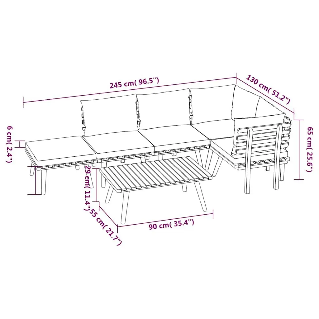 6 Piece Outdoor Furniture Set with Cushions in Brown