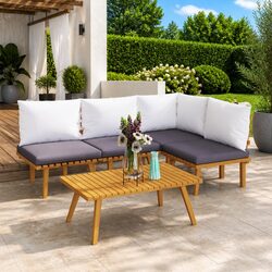 5 Piece Outdoor Patio Lounge Set in Solid Acacia Wood