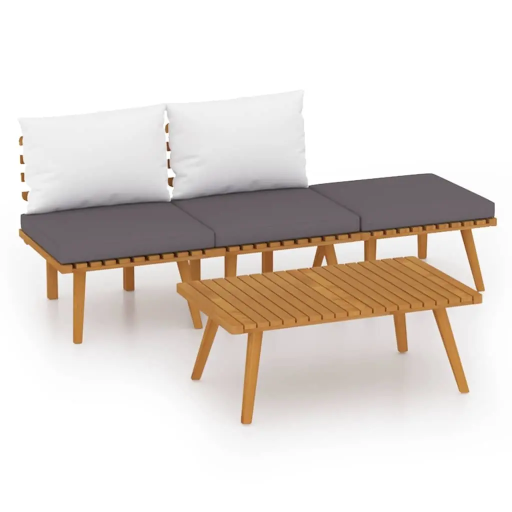 Acacia Wood 4 Piece Garden Lounge Set with Cushions
