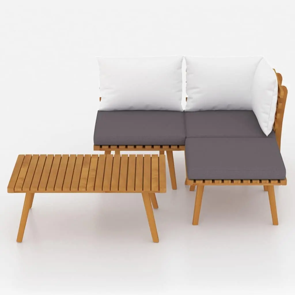 4-Piece Brown Solid Wood Garden Lounge Set