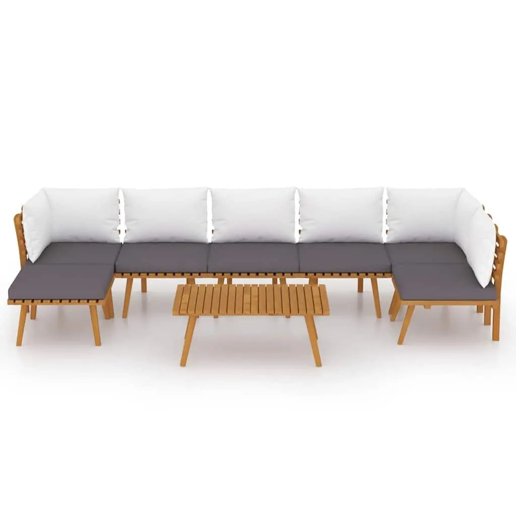 Garden Lounge Set Solid Acacia Wood 8 Piece Brown