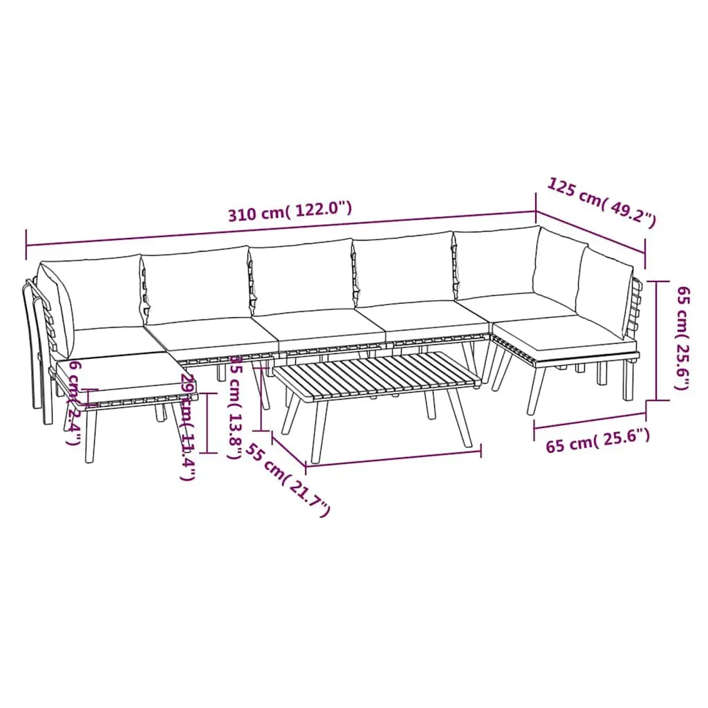 Garden Lounge Set Solid Acacia Wood 8 Piece Brown