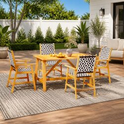 5-Piece Garden Dining Set with Solid Acacia Wood