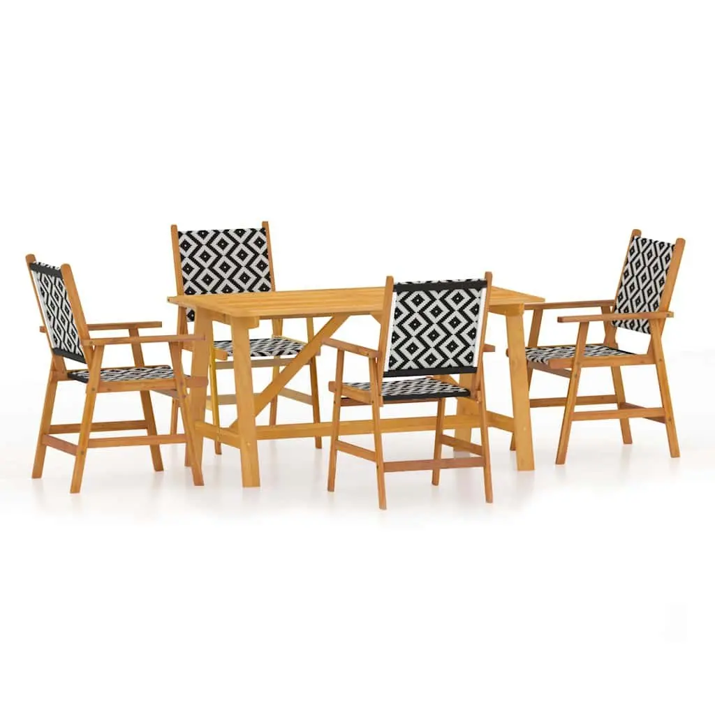 5-Piece Garden Dining Set with Solid Acacia Wood