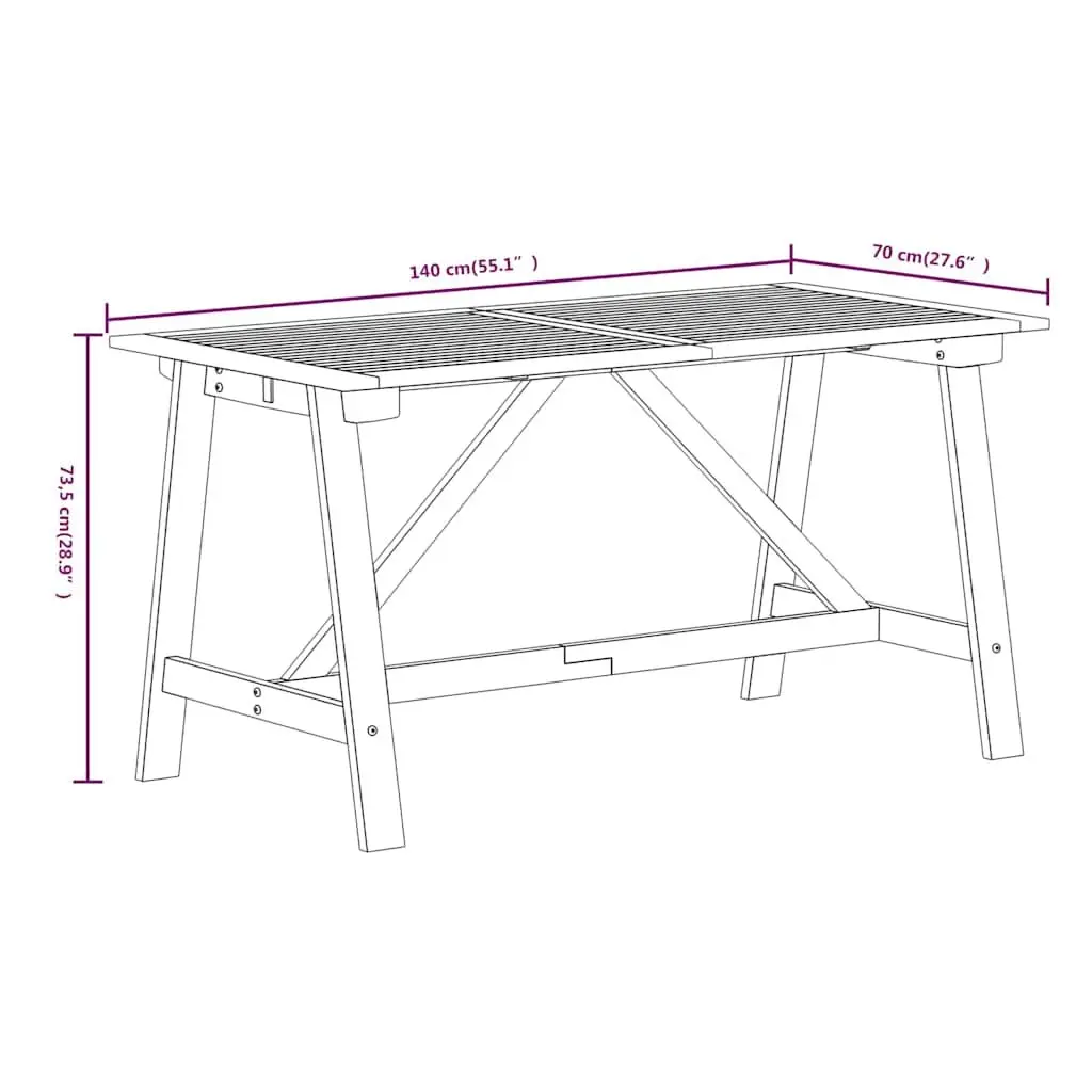 5-Piece Garden Dining Set with Solid Acacia Wood