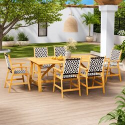Solid Acacia Wood 7-Piece Garden Dining Set in Brown