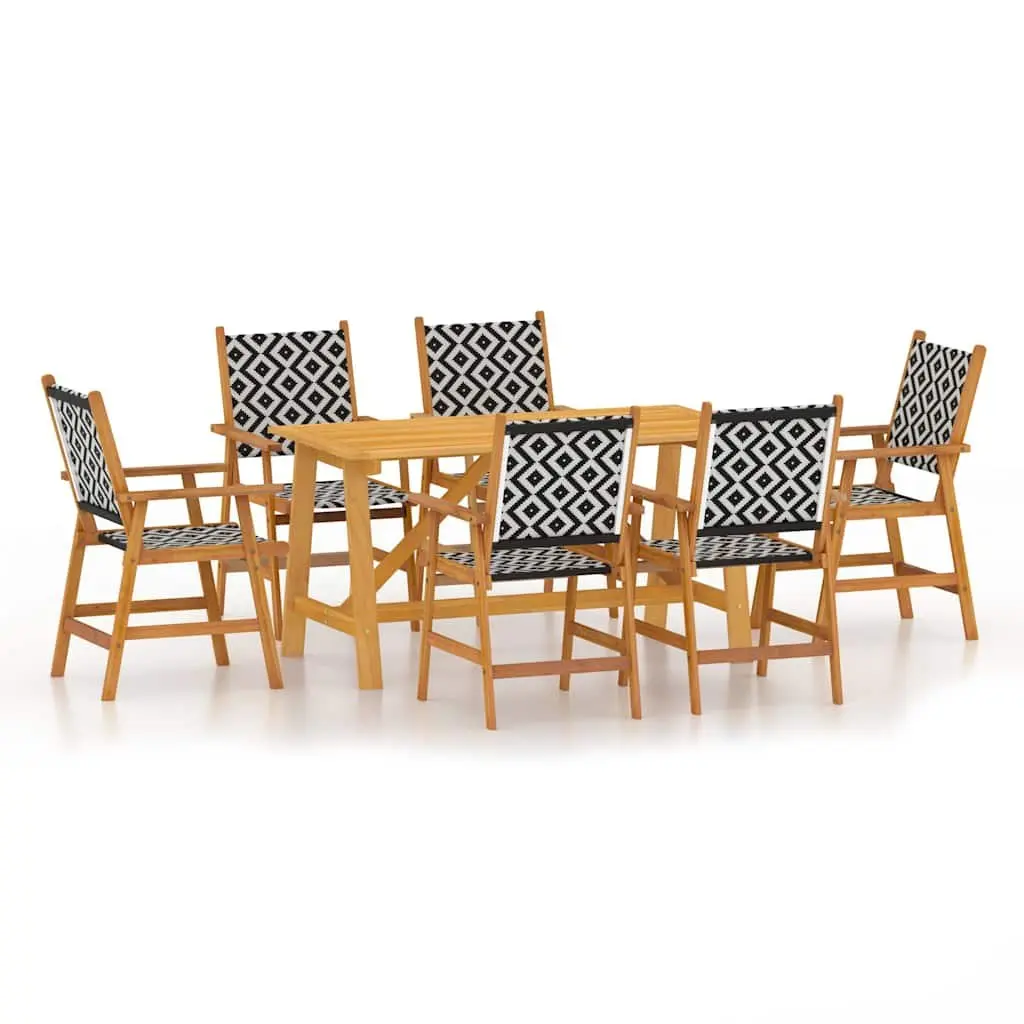 Solid Acacia Wood 7-Piece Garden Dining Set in Brown