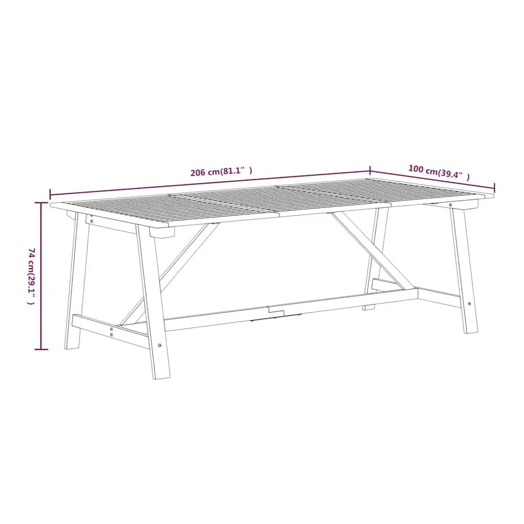 Solid Acacia Wood 7-Piece Garden Dining Set in Brown