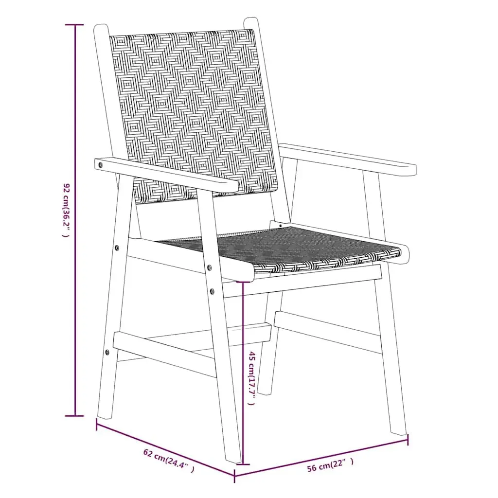 Solid Acacia Wood 7-Piece Garden Dining Set in Brown