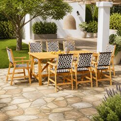 Outdoor Patio Dining Set with 9 Acacia Wood Pieces