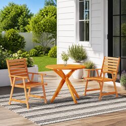 3-Piece Garden Dining Set - Solid Wood Outdoor Furniture