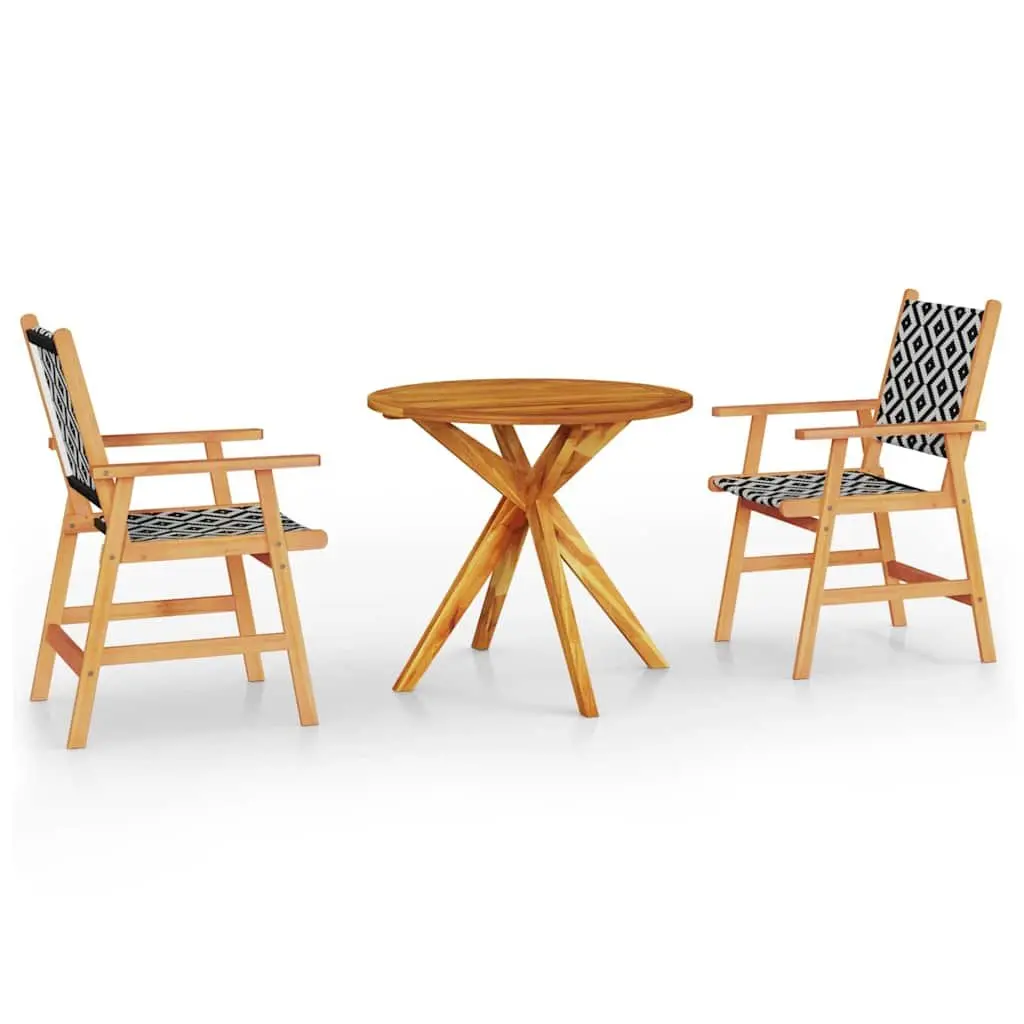 3-Piece Solid Wood Garden Dining Set in Brown