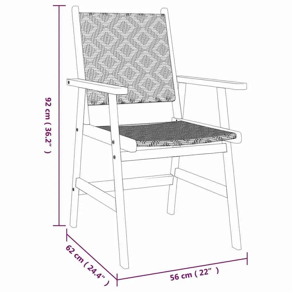 3-Piece Solid Wood Garden Dining Set in Brown