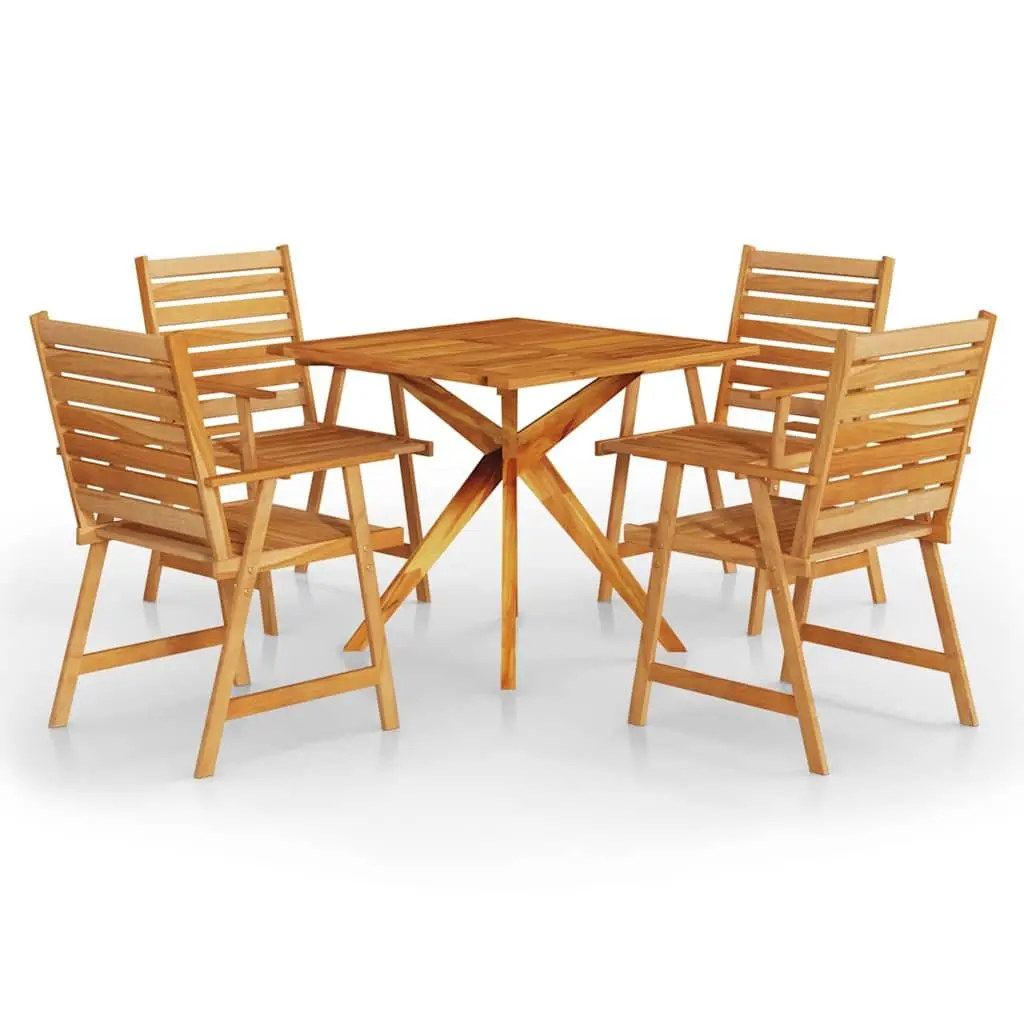 Solid Acacia Wood 5 Piece Garden Dining Set