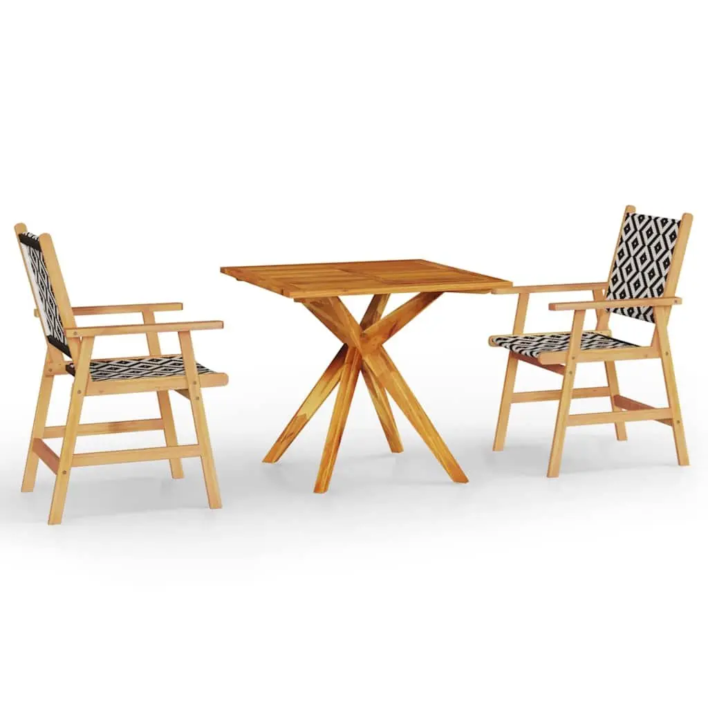 Garden Dining Set Solid Acacia Wood 3 Piece Brown