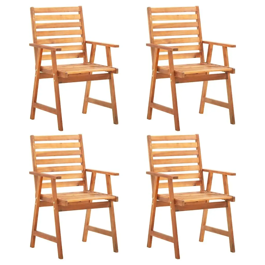 5 Piece Solid Acacia Wood Garden Dining Set Brown