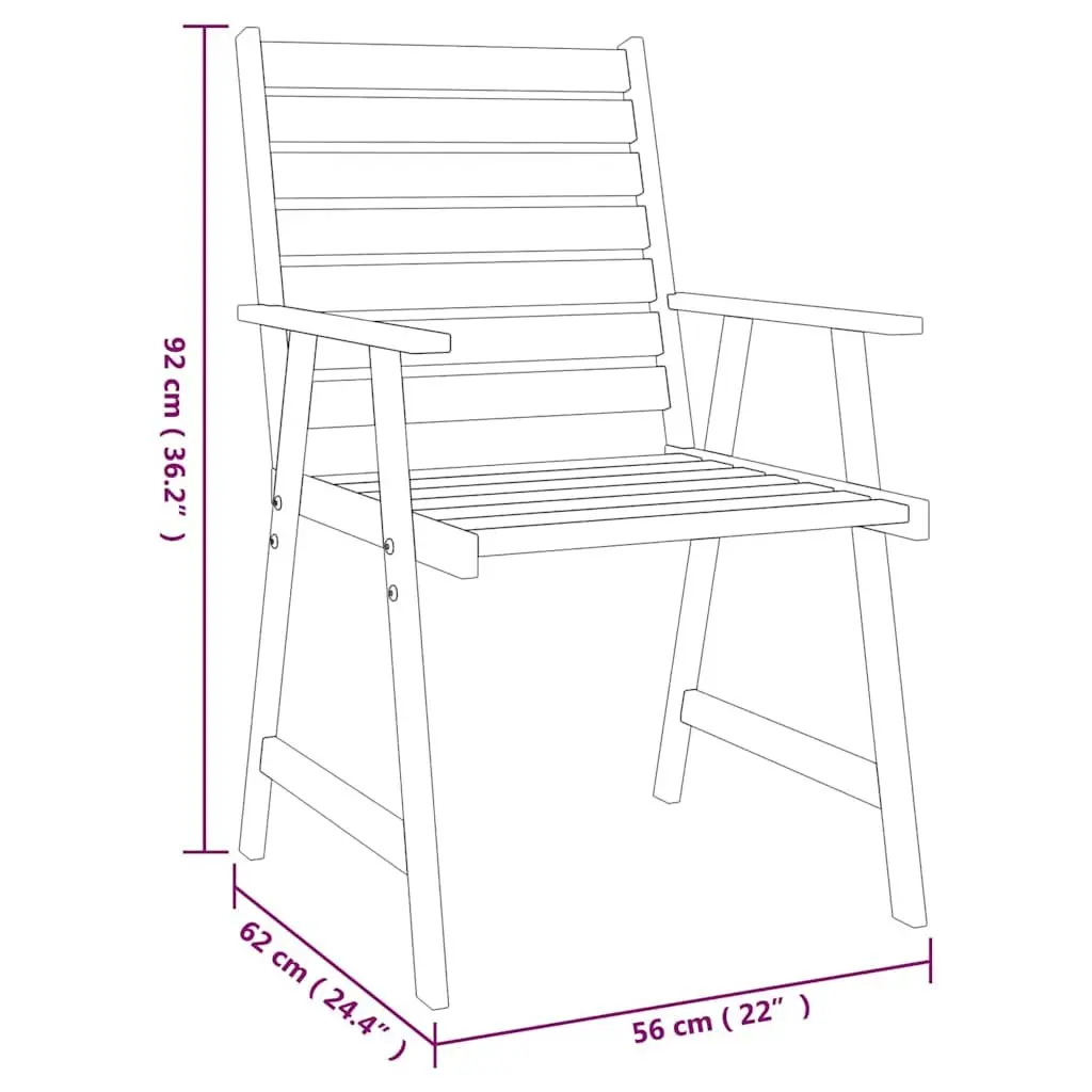 5 Piece Solid Acacia Wood Garden Dining Set Brown