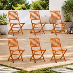 Durable 6 Piece Folding Eucalyptus Garden Chair Set