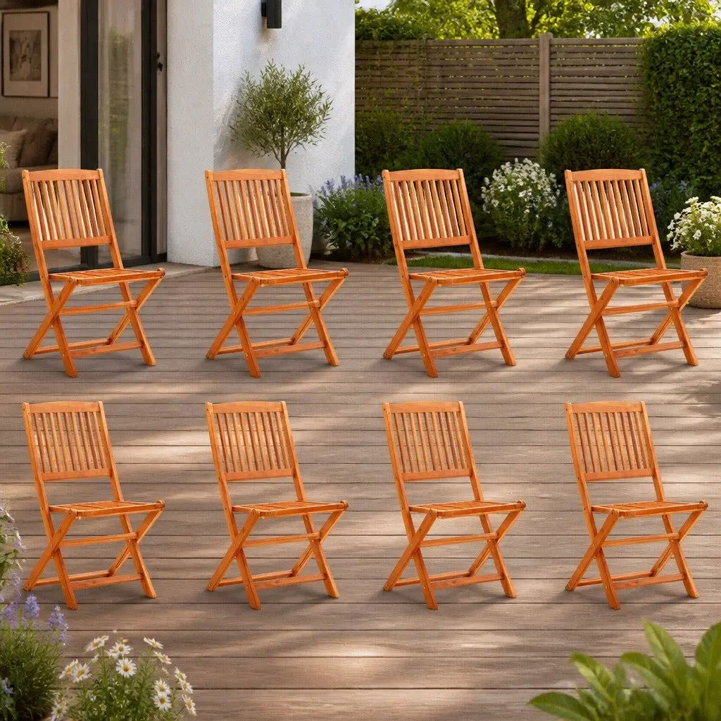 Eucalyptus Folding Chairs Set of 8