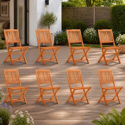 Contemporary Eucalyptus Folding Chairs Set of 8
