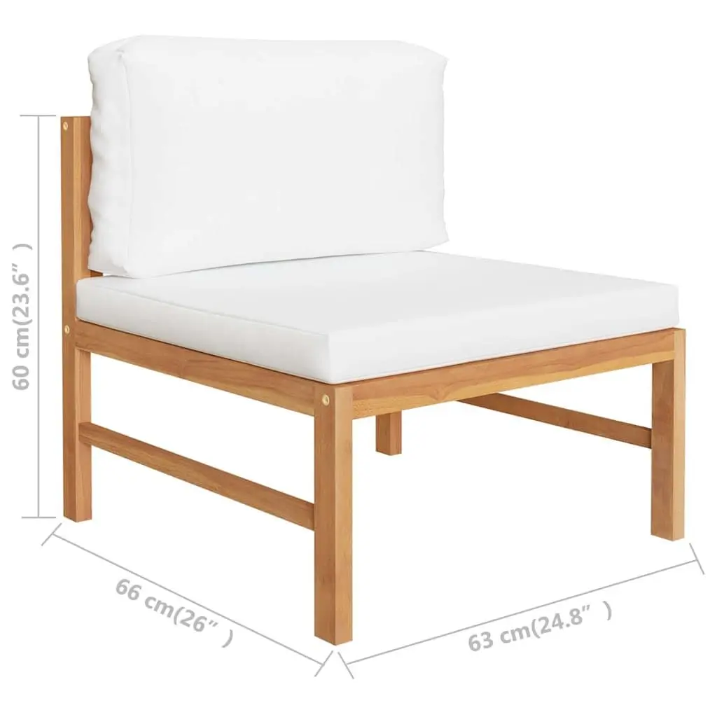 6 Piece Garden Lounge Set Outdoor Patio Furniture Teak Wood with Cream Cushions