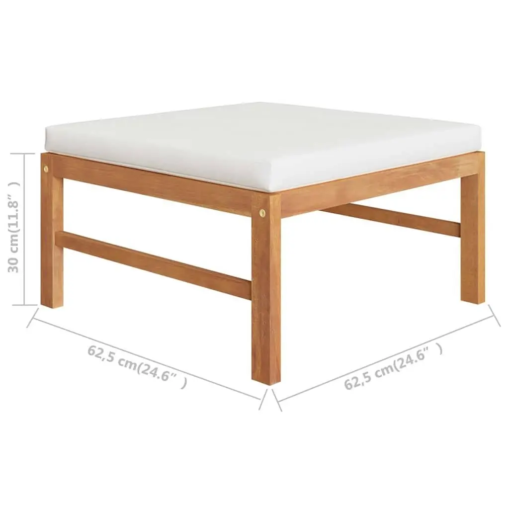 6 Piece Garden Lounge Set Outdoor Patio Furniture Teak Wood with Cream Cushions