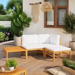 Premium 4 Piece Teak Wood Garden Lounge Set with Cushions