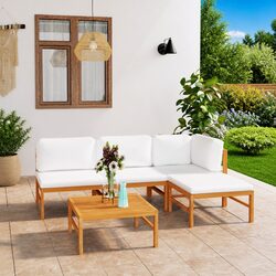 Durable 5 Piece Garden Lounge Set with Cream Cushions