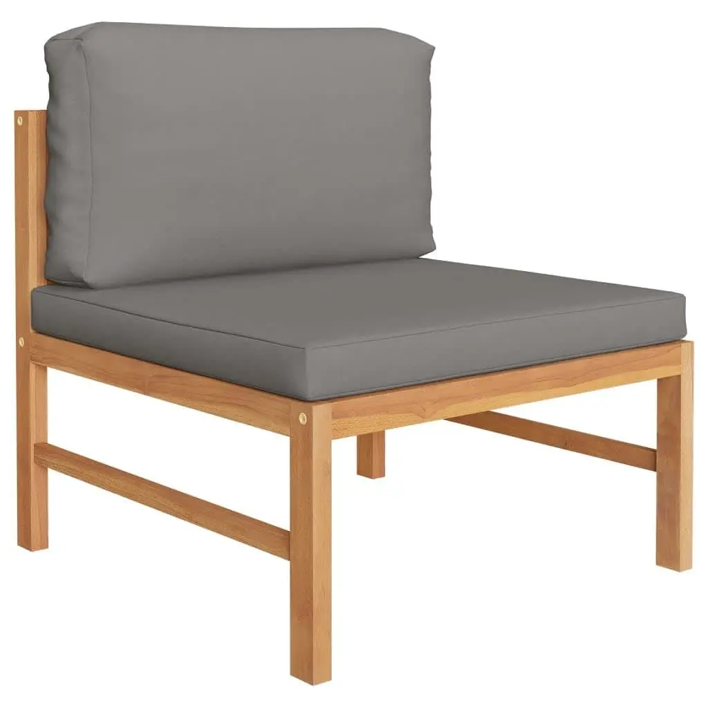 Garden Lounge Set Teak Hardwood 5 Piece Outdoor Furniture with Grey Cushions