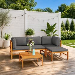 5 Piece Outdoor Furniture Garden Lounge Set with Cushions
