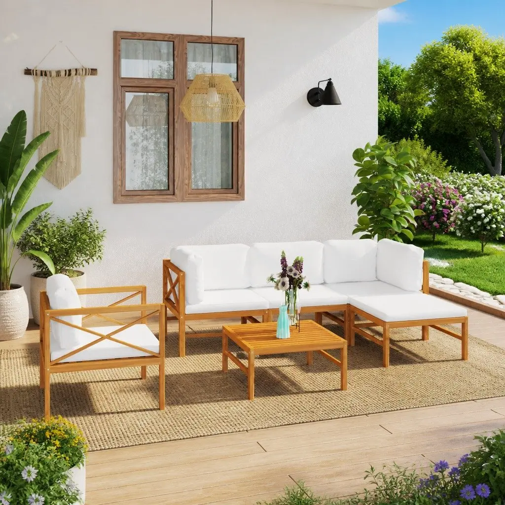 6-Piece Teak Garden Lounge Set with Cushions