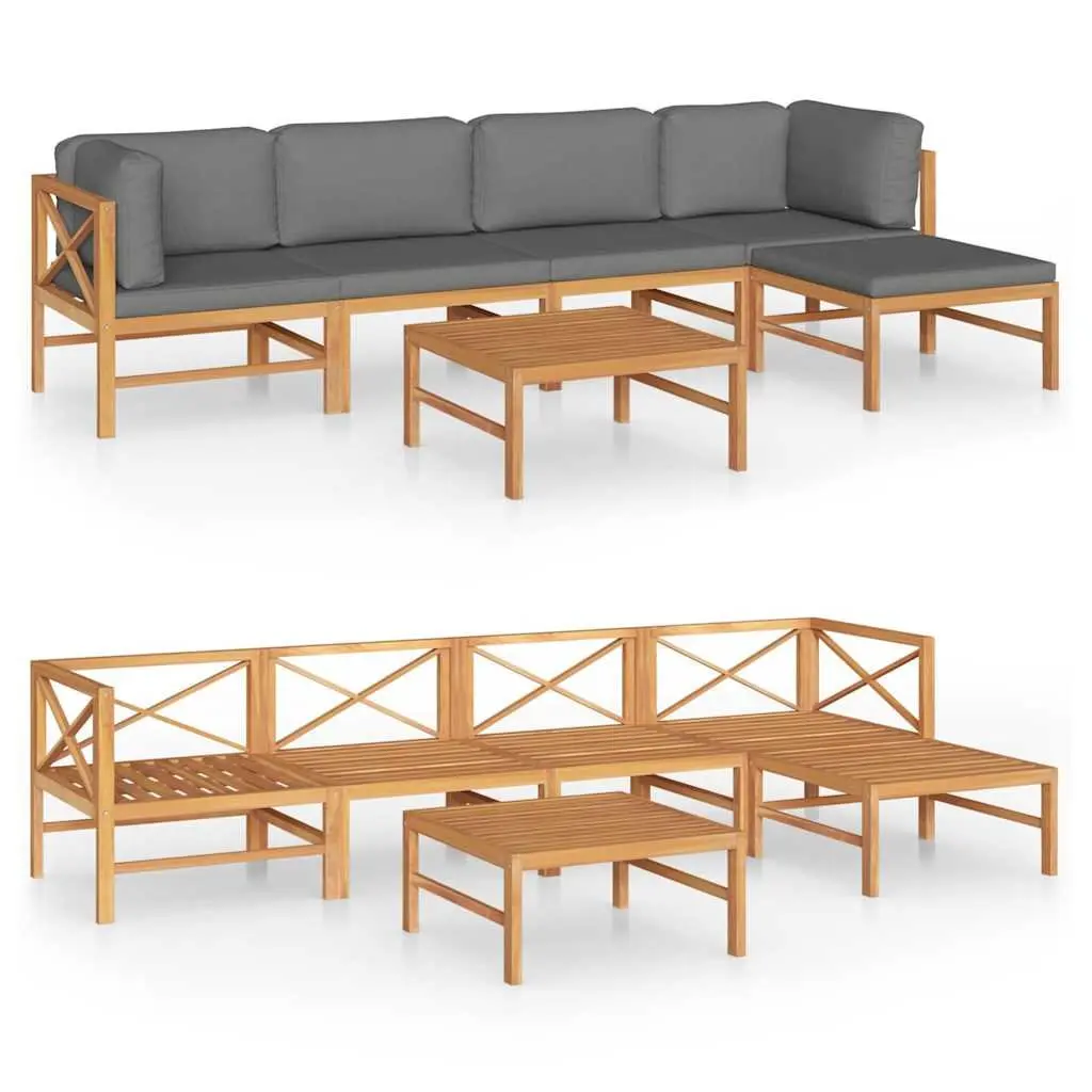 6-Piece Teak Garden Lounge Set with Cushions