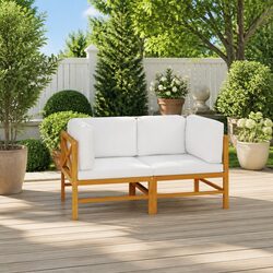Sturdy 2-Seater Garden Sofa with Cushions in Teak