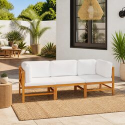 Durable 3-Seater Garden Sofa with Cream Cushions
