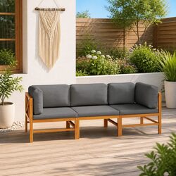 Premium 3-Seater Garden Sofa Made of Solid Teak Wood
