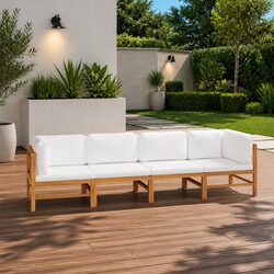 Sturdy 4-Seater Garden Sofa with Cream Cushions