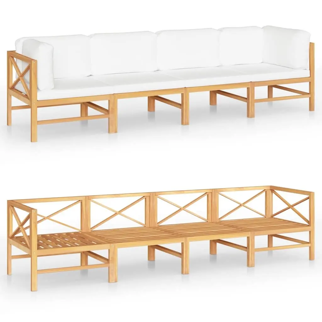 4-Seater Garden Sofa with Cream Cushions